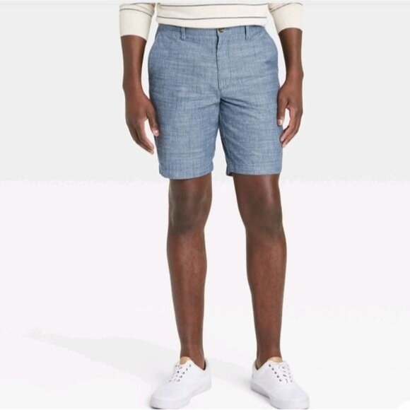 Goodiellow & Co Men's Chambray Linden Flat Front Shorts SIZE 28 - Picture 1 of 11